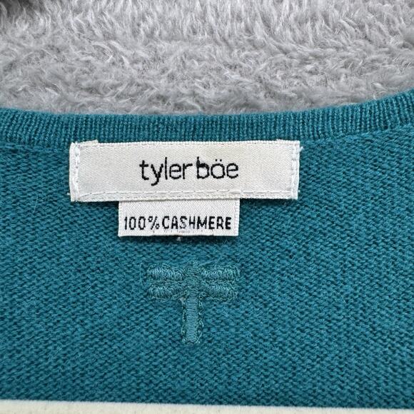 Tyler Boe Sweater Womens S Teal Cashmere Tunic Pullover V-Neck Front Pockets - Picture 2 of 11